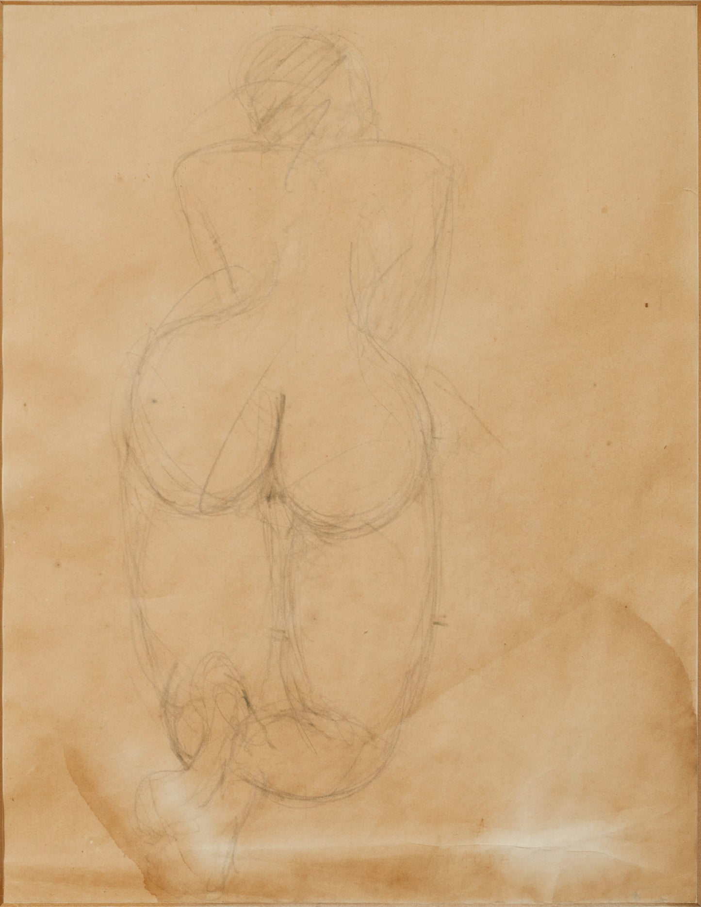 Andrée Naudé (1904-2003) 10.5"x8.25" Nude From The Back Drawing on Paper-#-1-3-96GSN-Collection Foundation Marie & Georges S. Nader