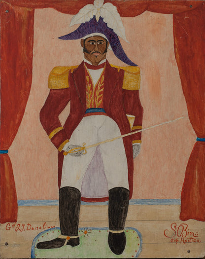Seneque Obin (1893-1977) 10"x8" Portrait of Jean Jacques Dessalines c1960 Oil on Masonite #10-3-96GSN-HA-Fondation Marie & Georges S. Nader