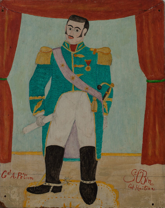 Seneque Obin (1893-1977) 10"x8" Portrait of General Alexandre Petion c1960 Oil on Masonite #12-3-96GSN-HA-Fondation Marie & Georges S. Nader