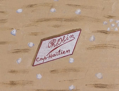 Philome Obin (1891-1986) 19 ½" x 26 ½" Peasant Wedding c1980  Oil on Board Framed Painting #30SS