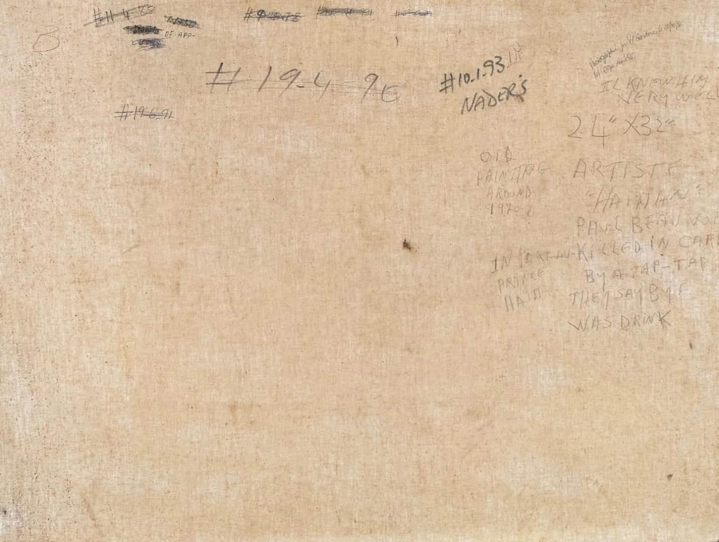 Paul Beauvoir (1932-1972) 24"x32" Village Scene in The Mountains 1970 Oil on Canvas Scratched Painting #10-1-93GSN-NY