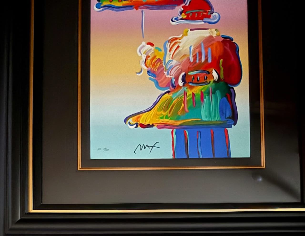 Peter Max (American) 24"x16" Serigraph in Color on Wove Paper. Hand-Signed by Peter Max in Ink and Numbered in Arabic 19/100, Lower Left-Framed 39"x31.5" #1NS