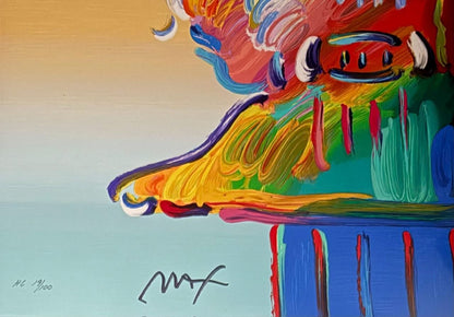 Peter Max (American) 24"x16" Serigraph in Color on Wove Paper. Hand-Signed by Peter Max in Ink and Numbered in Arabic 19/100, Lower Left-Framed 39"x31.5" #1NS