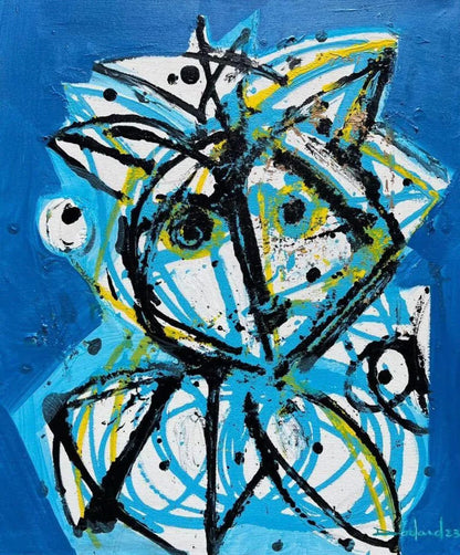 Philippe Dodard 24"x20" Blue Abstract 2023 Acrylic on Canvas Painting #31JN-HA