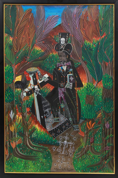 Andre Pierre (1914-2005) 30"x20" Baron Samedi 1982 Oil on Canvas #13-2-96MFN