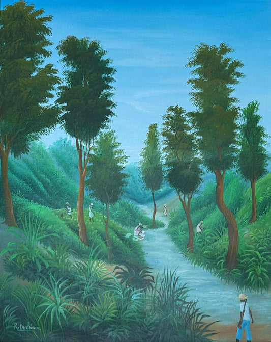 Raymond Dorleans (1947-2000) 30"x24" Landscape c1980 Oil on Canvas Painting#1PN-MIA