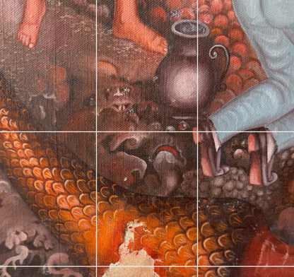 Serge Moleon Blaise 29"x38" The Ceremony of the Sprits: A Vodou Vision 1989 Oil on Canvas Unframed Painting #1CZ