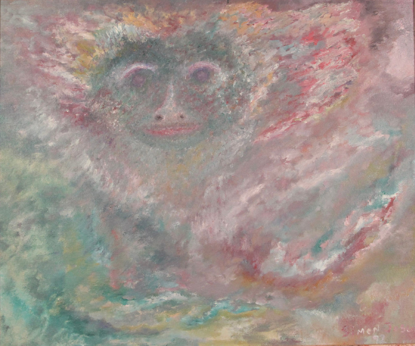 Abstract painting of a monkey with pastel colors