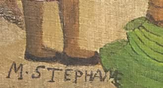 Micius Stephane (1912-1996) 24"x30" Village & Mountains c1980 Oil on Board Framed Painting #17SS