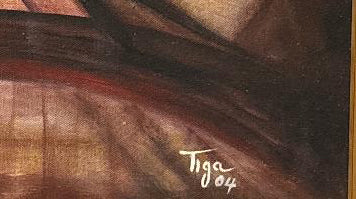 Jean-Claude Garoute -TIGA (1936-2006) 30"x20" Ancestral Triptych 2004 Acrylic on Canvas Unframed Painting #3SM