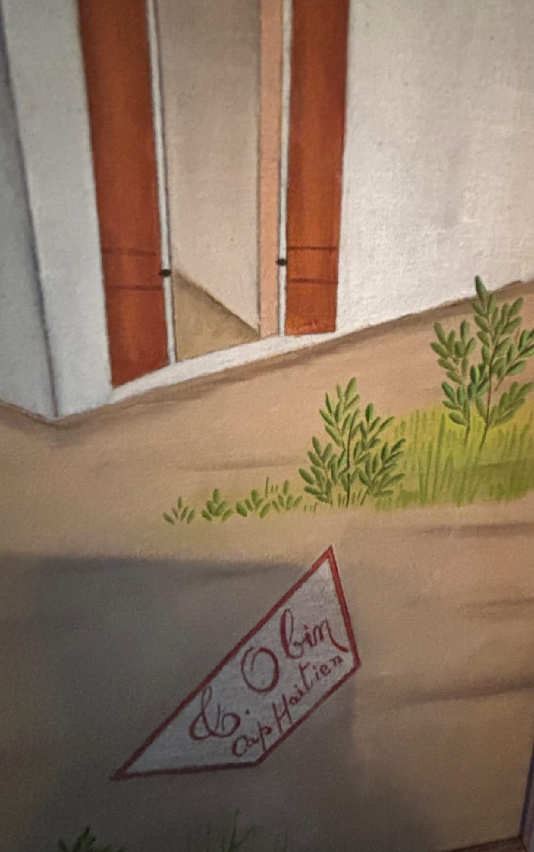 Telemaque Obin (Cap-Haitian, 1913-?) 20"x24" Farewell 1970 Oil on Board-Unframed Painting #1GL