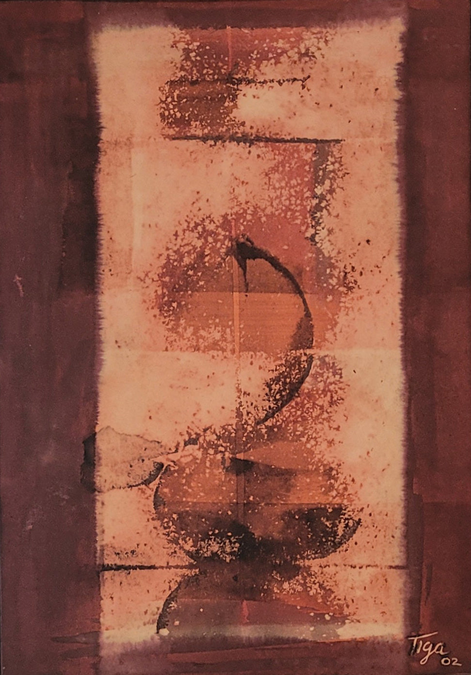 Jean-Claude Garoute "TIGA" (1936-2006) 14"x11" Abstract Circles 2002 Ink on Board Painting #1WF