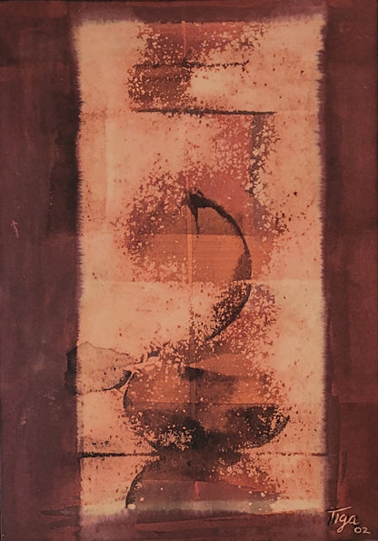 Jean-Claude Garoute "TIGA" (1936-2006) 14"x11" Abstract Circles 2002 Ink on Board Painting #1WF