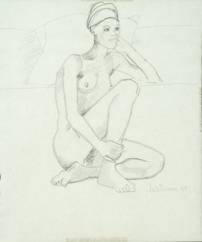 Luce Turnier 12"x10" Nude 1979 Crayon Drawing On Paper #8-3-96GSN-HA-Fondation Marie & Georges S. Nader