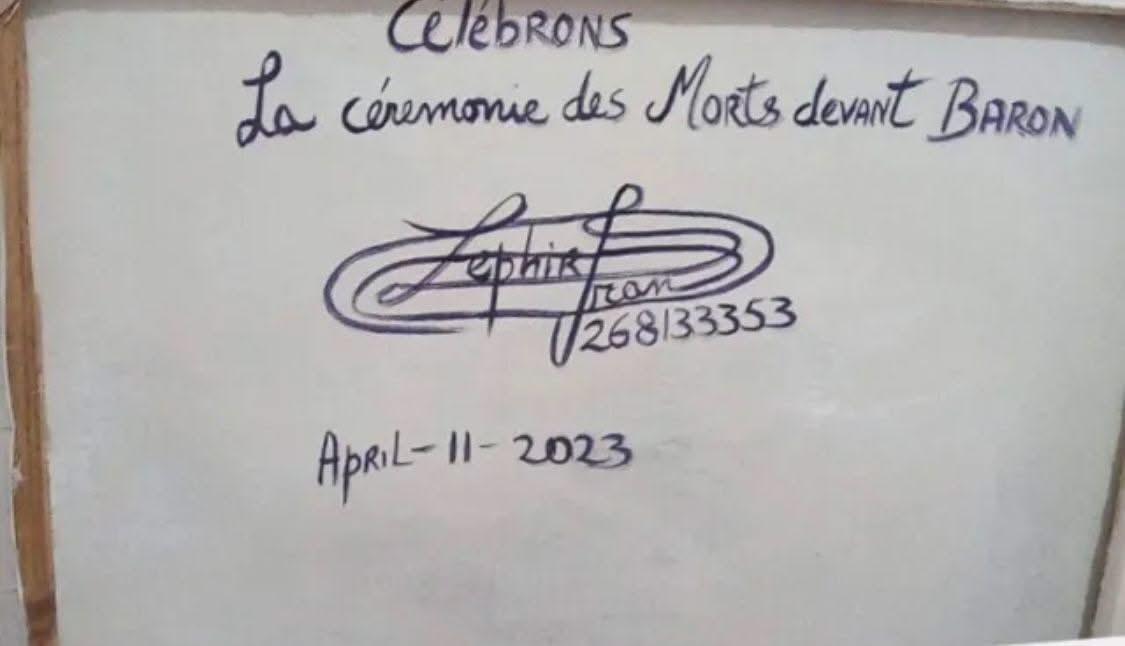 Frantz Zephirin 30"x40" "Célébrons La Céremonie des Morts Devant Baron" 2023 Oil on Canvas Unframed Painting #10JN-NY