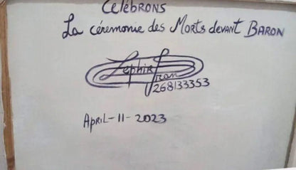 Frantz Zephirin 30"x40" "Célébrons La Céremonie des Morts Devant Baron" 2023 Oil on Canvas Unframed Painting #10JN-NY