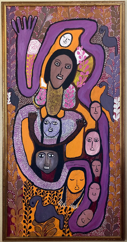 Prospere Pierre Louis (1947-1997) 72"x36" Abstract Spirits 1981 Acrylic on Canvas Painting #1MW