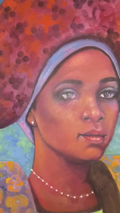 Jean-Claude Legagneur 32"x24"  Fabric Seller  2023 Acrylic on Canvas Unframed Painting #1JN-HA