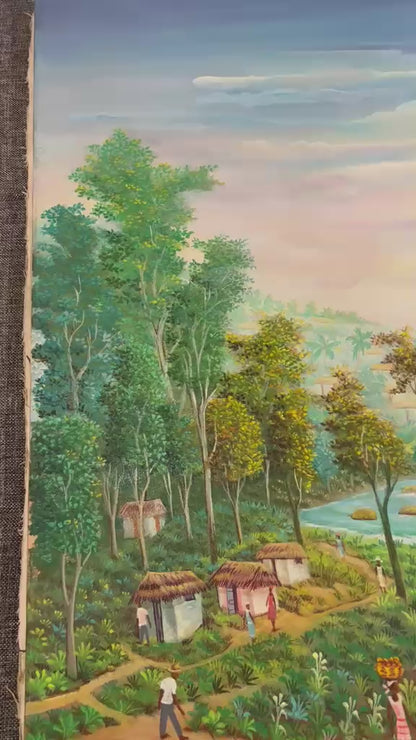 Emmanuel Dostaly 30"x24" Rural Scene c1980 Oil on Canvas Painting#1-2-95MFN