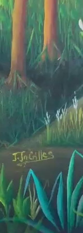 Joseph Jn-Gilles 36"x19" Flowers c1980 Oil on Canvas Painting #1PN-MIA