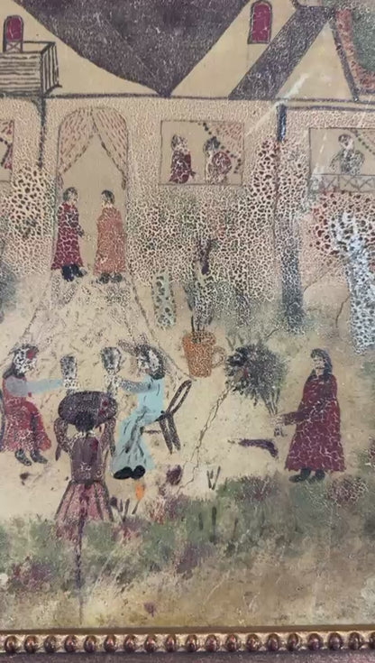 Hector Hyppolite (1894-1948) 18 ⅜"x22 ½" Colonial House (House Party) c1947 Oil on Cardboard Painting #1-3-96GSN-HA-Published-Family Collection of Marie & Georges S Nader