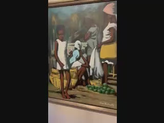 Claude Dambreville (1934-2021) 24"x20" Street Market c1990 Acrylic on Canvas Unframed Painting#2MF