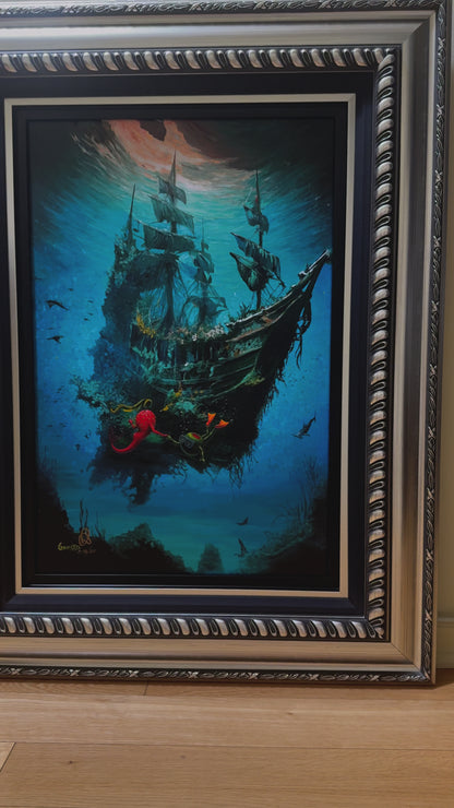 Michael Godard (American) 24"x16" 'Shipwreck' 2024 Giclee in Color with Hand-Embellishment on Canvas-Limited Edition B196/200 Hand Signed by the Artist #1MFN