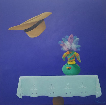 Jean Pierre Theard 30"x30" Fetich & Hat 2021 Acrylic on Canvas #2JN-HA-SOLD