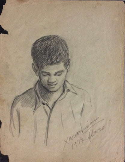 Xavier Amiama (1910-Haiti 1969)  11"x8.5" UNTITLED 1937 Crayon Ink on Paper Drawing #27MFN