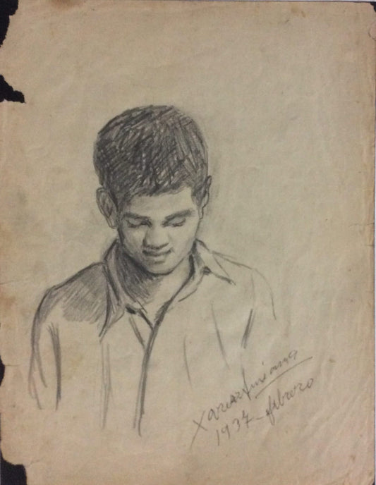 Xavier Amiama (1910-Haiti 1969)  11"x8.5" UNTITLED 1937 Crayon Ink on Paper Drawing #27MFN