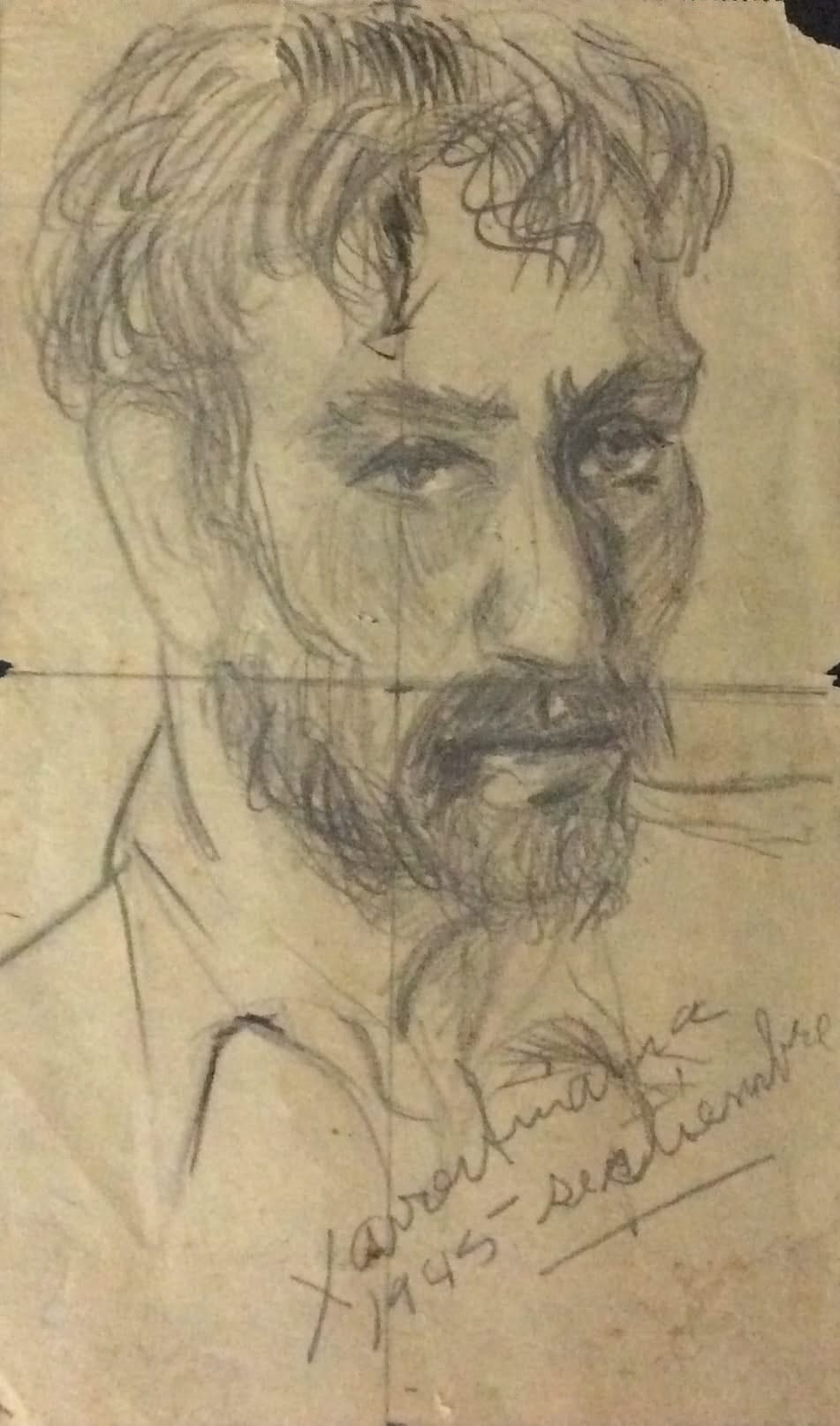 Xavier Amiama (1910-Haiti 1969)8.5"x 5" UNTITLED 1945 Crayon Ink on Paper Drawing #3MFN