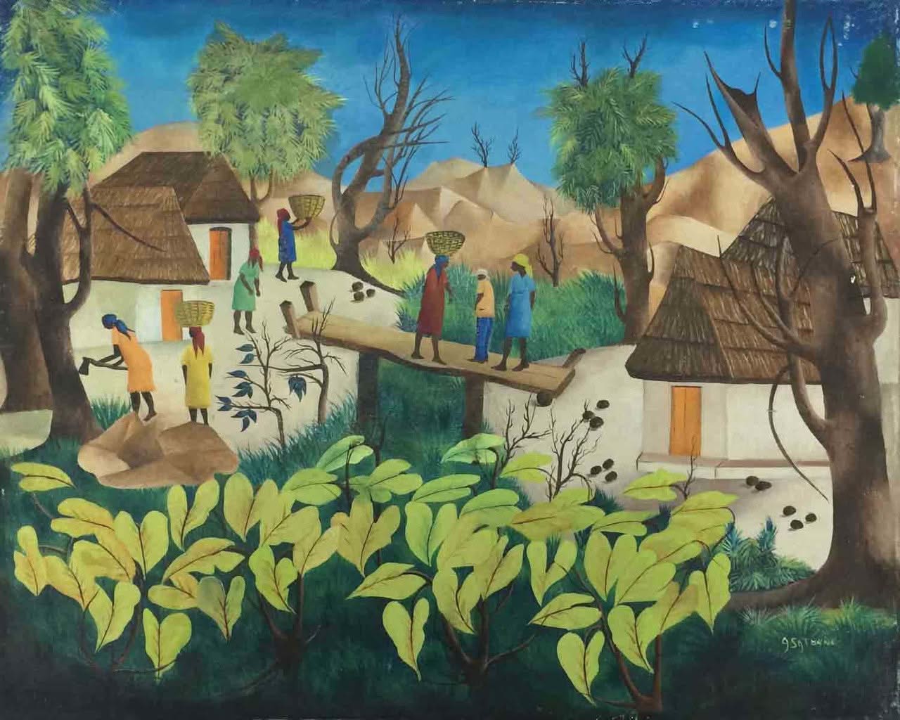 Andre Saturne (1923-1983) 20"x24" Busy Day c1970's Oil #3-3-96GSN-HA