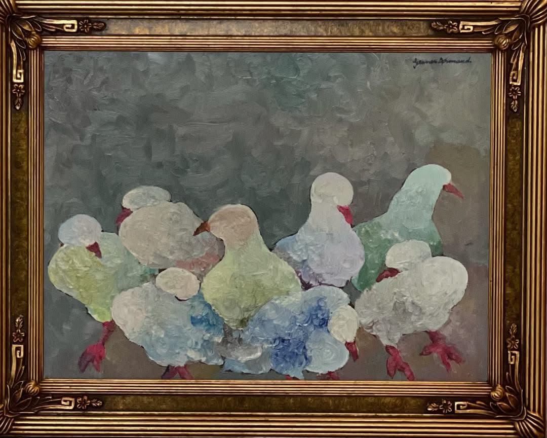 Gesner Armand (1936-2008) 12"x16" The Pigeons c1970 Oil on Board Painting #1HL