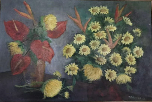 Tamara Baussan (1909-1999) 18"x24" Still-Life 1982 Acrylic on Board Painting Unframed #2JN-HA