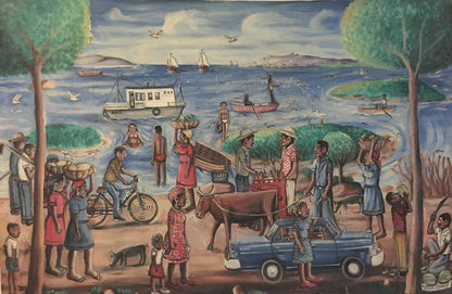 Wilson Bigaud (1931-2010) 24"x36" Provincial Port 1998 Oil on Canvas #1EB