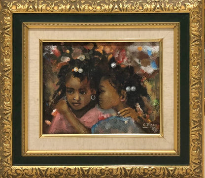 Carel Blain 8"x10" Tripotage 1998 Acrylic on Hard Board Framed #1FC