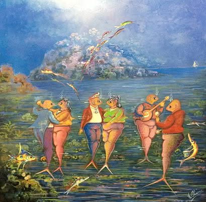 Andre Blaise 16"x16" The Dance Oil on Board #1401GN-HA