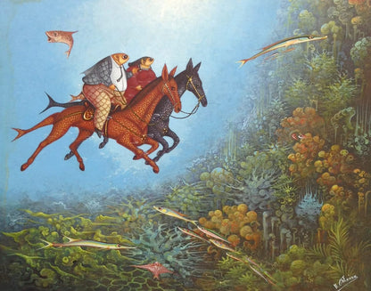 Andre Blaise 16"x20"  Flying Horses Oil on Board #2422GN-HA