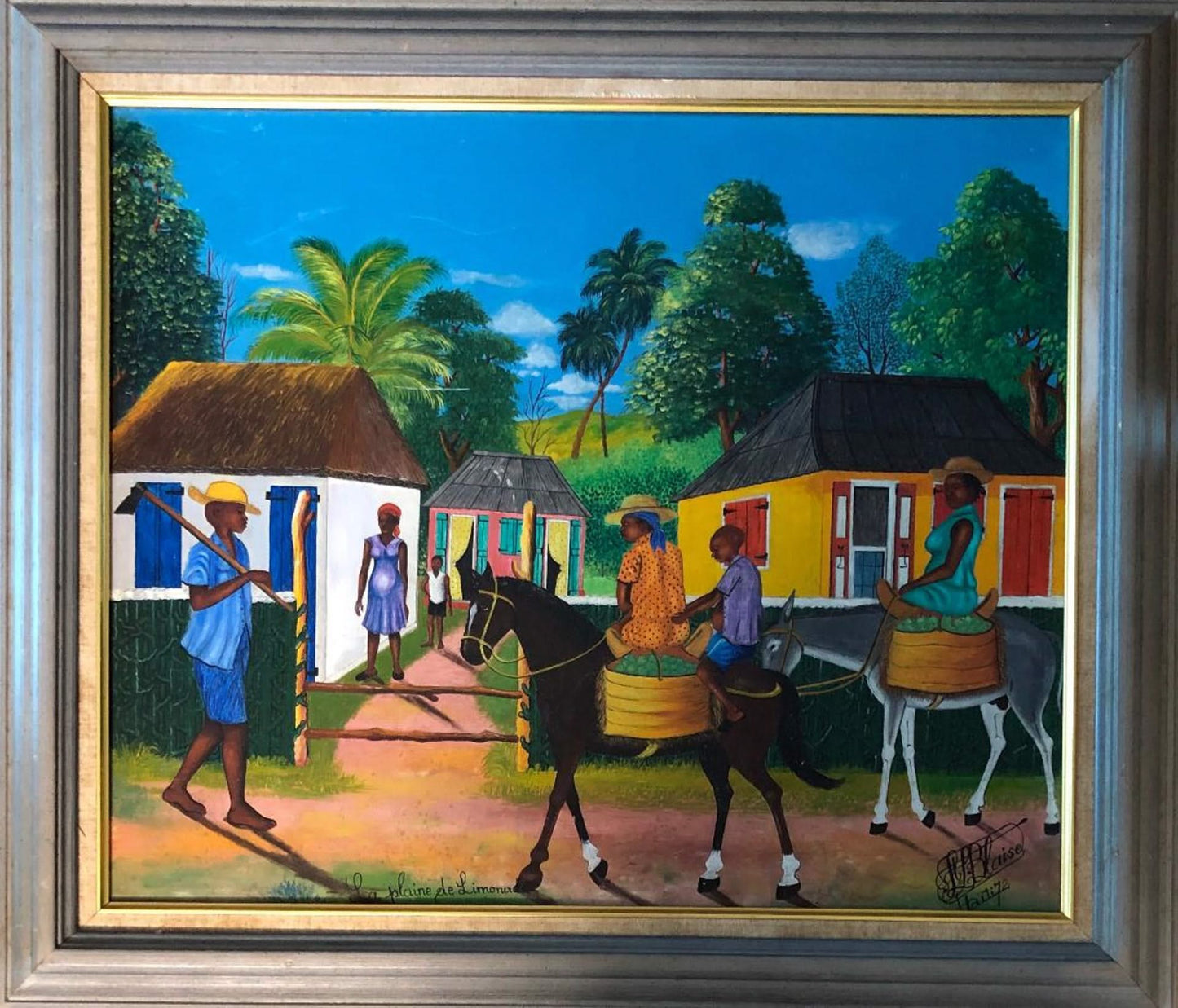 Saint- Louis Blaise (Haitian, 1956-1993) 20"x24" Plaine de Limonade 1972 Oil on Masonite #1-2-95GSN-NY