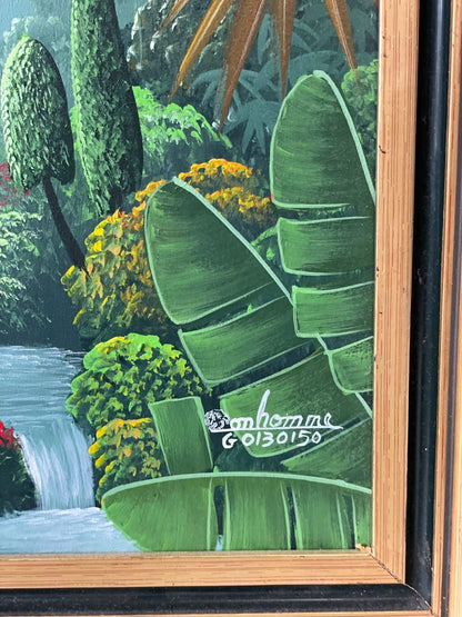 Albott Bonhomme 16"x12" Tropical Paradise 1995 Acrylic on Canvas #1FC