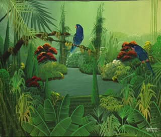 Albott Bonhomme 20"x24" Two Blue Birds 2014 Acrylic on Canvas #11MFN