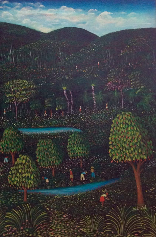 Henri-Robert Bresil (1952-1999) 36"x24" Landcape Oil on Canvas c1980 Oil on Canvas #1MFN Collector's Item