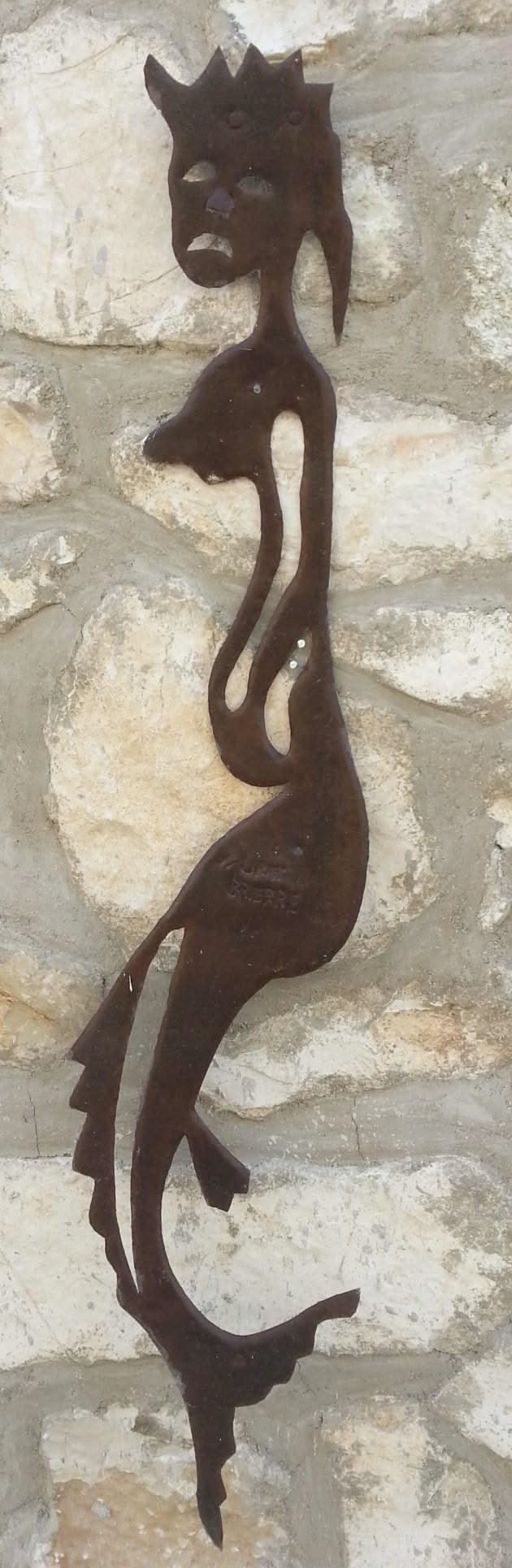 Murat Brierre (1938-1988) 50"x6" Black  Mermaid on Metal #2JN-HA