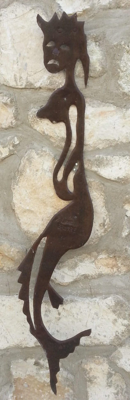Murat Brierre (1938-1988) 50"x6" Black  Mermaid on Metal #2JN-HA