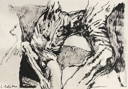 Luis Caballero (Colombian, 1947-1995) 10 ⅜" x 14 ⅝" Untitled Nude c1980 Charcoal Drawing on Paper #1MFN