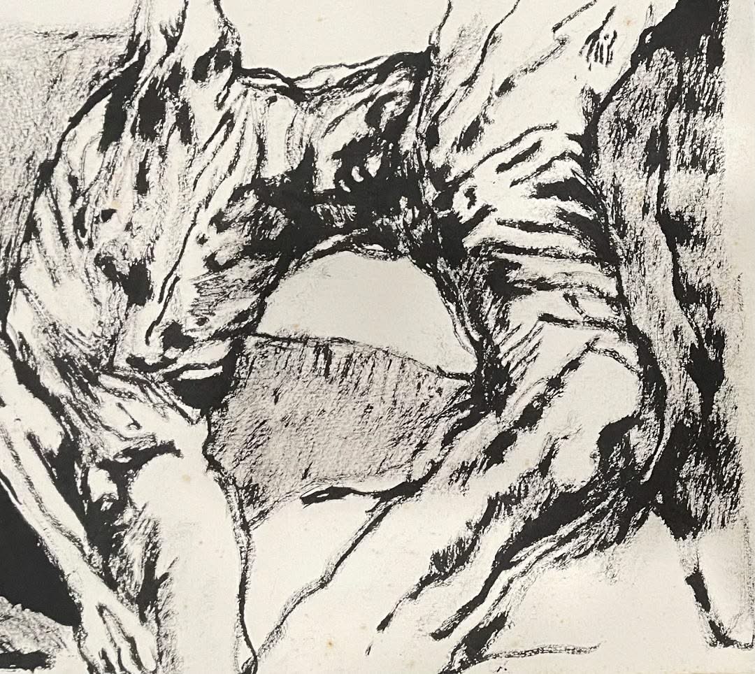 Luis Caballero (Colombian, 1947-1995) 10 ⅜" x 14 ⅝" Untitled Nude c1980 Charcoal Drawing on Paper #1MFN