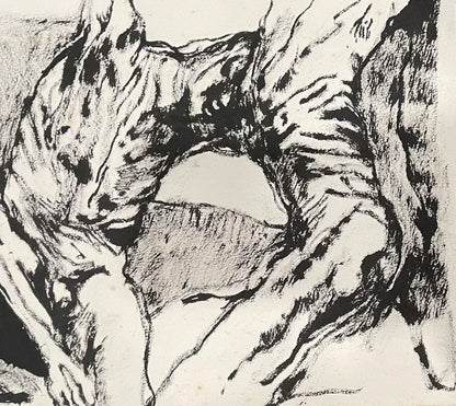 Luis Caballero (Colombian, 1947-1995) 10 ⅜" x 14 ⅝" Untitled Nude c1980 Charcoal Drawing on Paper #1MFN