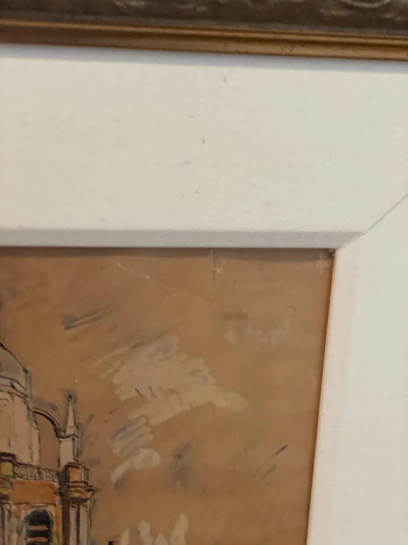 Castera Bazile (1923-1966) 15"x10" The Church c1960 Watercolor on Paper Framed #1HL