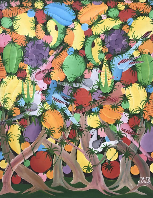 Fritz Charles 24"x30" Birds Oil on Canvas c1980 #3JN-NY