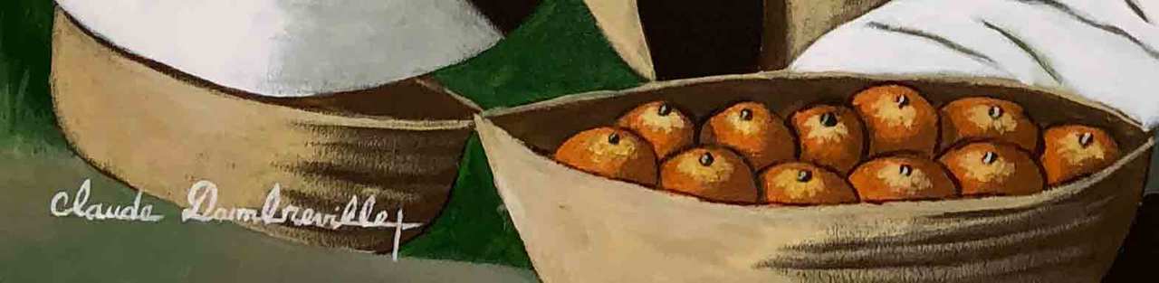 Claude Dambreville 30"x24" Market Scene 2018 Acrylic on Canvas #17MFN